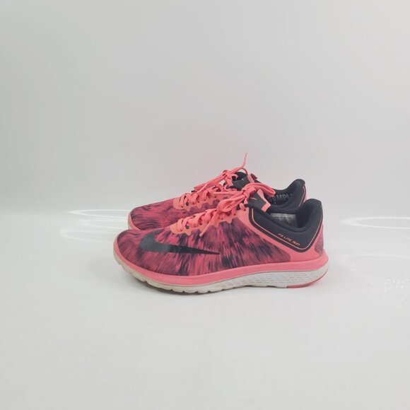 Nike Women's Pink Black FS Lite Run Mesh Low Top Athletic Running Shoes Size 8 - Picture 2 of 7